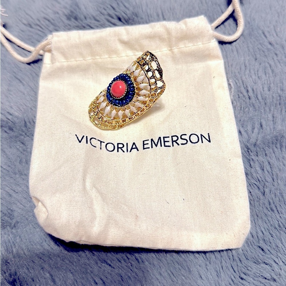 Victoria Emerson Gold Beaded Boho Ring NWT SZ 9 NWT
